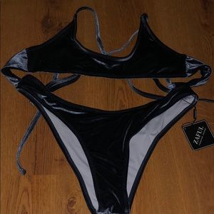 Velvet criss cross bikini set